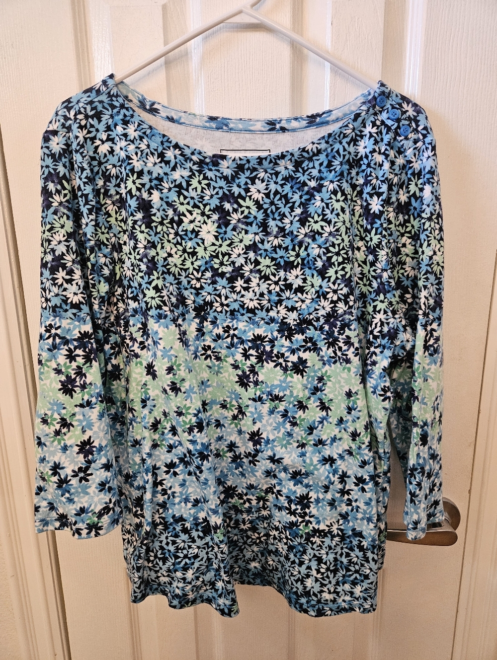 Charter Club XXL 3/4 Sleeve Boat Neck Floral Tee